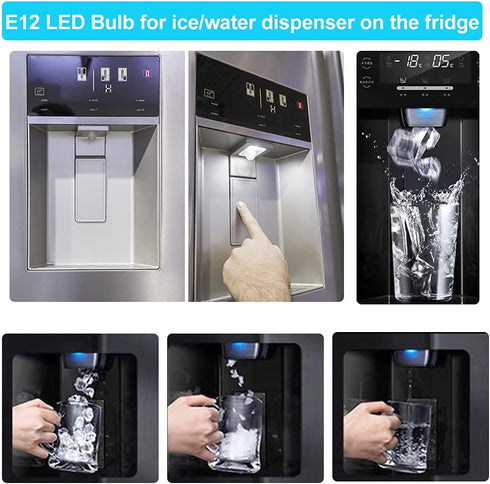E12 LED Fridge Water Dispenser Light Bulb, 2W (15W Replacement), 120V T5 Tubular Appliance Bulb, 6000K Daylight White,