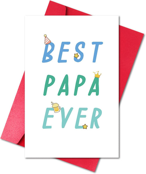 LYMEQING Best Papa Ever Card, Funny Fathers Day Card for Dad Daddy