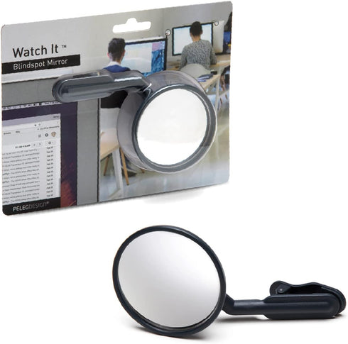Peleg Design Watch-It Monitor Mirror, Clip-On Cubicle, Computer Rear-View mirror, Convex for Personal Safety