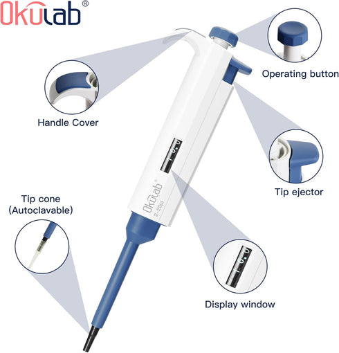 Single-Channel Micropipette, 50-200µl, Manual Adjustable Mechanical Pipette, High-Accurate, Variable Volume,