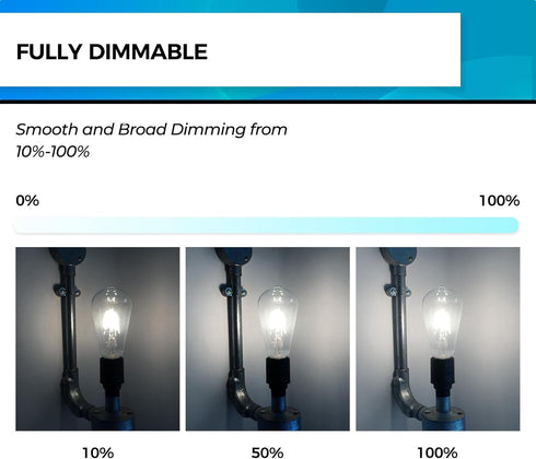 Bulb Dimmable, 4W 40W, 5000k E26 Bulbs, 450LM, 95+ Pack 6 Hizashi Vintage LED Edison Equivalent Daylight, Base Led
