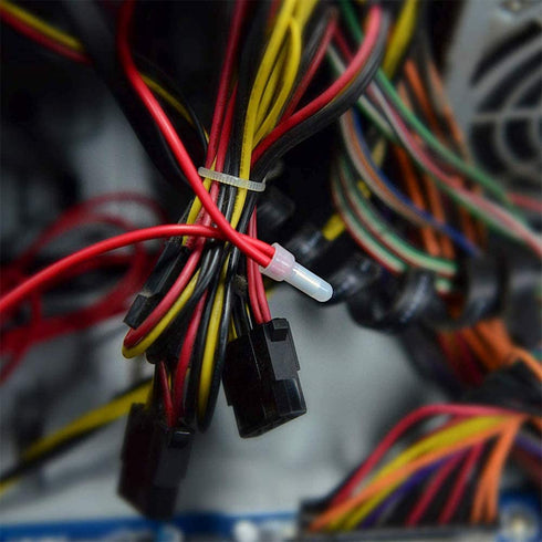 AIRIC 100 Pcs Closed End Crimp Connectors 22-16 AWG Wire Splice Caps Electrical Connector Terminals