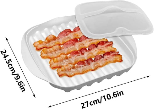 Generic Set Bacon Cooker Tray, Microwave Cookware Dish, Non Sticky Food Grade Build, Heat Resistant Safe Design