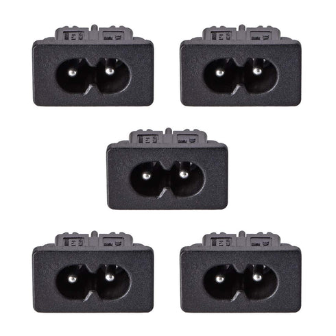 uxcell C8 Panel Mount Plug Adapter, 250V AC 2.5A 2 Pins IEC Inlet Module Plug Power Connector Socket, 5pcs