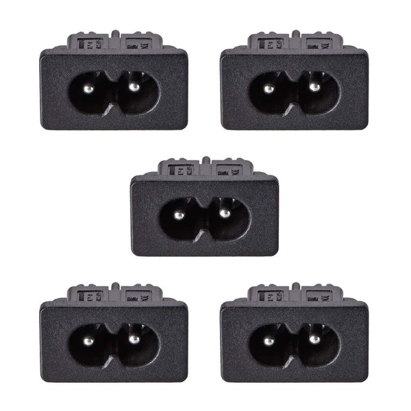 uxcell C8 Panel Mount Plug Adapter, 250V AC 2.5A 2 Pins IEC Inlet Module Plug Power Connector Socket, 5pcs