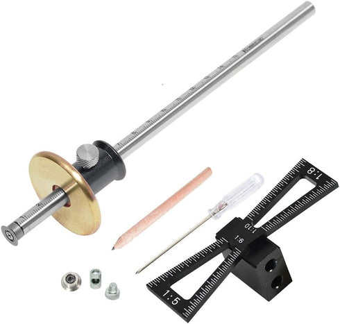 YOSELIN Dovetail Jig Wheel Marking Gauge Tool Set, 1 Bearing Wheel Cutter, Inch & MM Scale Ruler