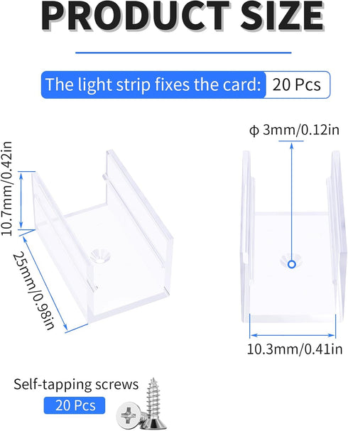 20Pcs 1011 LED Strip Light Clips Neon lamp Mounting Fixing Bracket PC Waterproof Clamp Holder with Screws for LED Strip