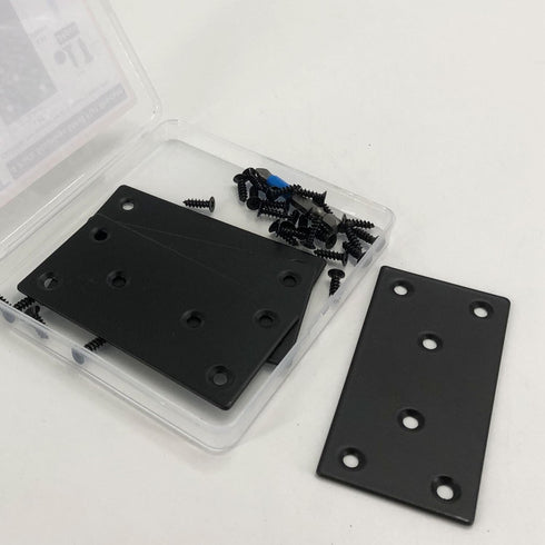 4 Pack Black Flat Mending Plate, Six-Hole Metal Bracket for Wood with 24PCS Screws and 1x Screwdriver