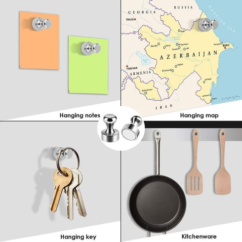 Rakizbe Refrigerator Magnet Push Pin, Brushed Nickel Steel Fridge Magnets, Magnetic Pushpins for Whiteboard, Office,