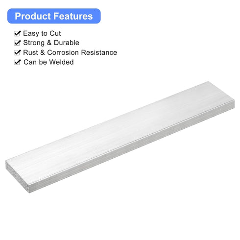 uxcell Square Aluminum Flat Bar, 3/8" Thick, 1.8" Width, 10" Length, 6061 Aluminum Flat Plate for Industrial Building