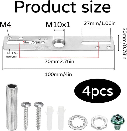 Gyinere 4 Set,for Pcs Light Fixture Mounting Bracket Kit,Light Mounting Bracket,Universal Lamp Fixture Hardware