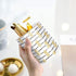 WAVEYU Pencil Holder, Ceramic Desk Organizer with Pineapple Pattern, Makeup Brush Holder for Office, Home - Yellow