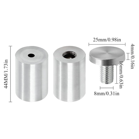 Luomorgo 12 Pcs 1" x 2" Stainless Steel Standoff Screws, Wall Sign Standoff Mounting Hardware Advertising Glass Standoff Nail for Hanging Acrylic Picture Frame, Silver