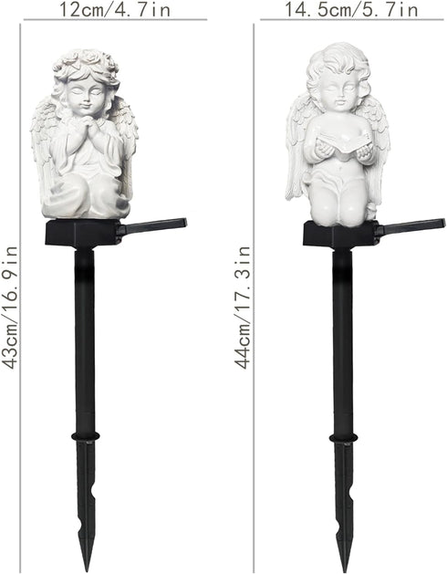 YZYOE 2 Packs of Solar Angels Children's Floor Lamps, Garden Decoration Resin Cute Little elf Lamps,Wireless Twilight