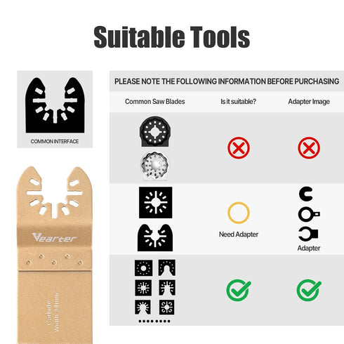 6PCS Carbide Oscillating Tool Blade, Multitool Saw Blade Quick Release Power Accessories Universal Kit for Tile Grout