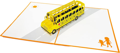 Pop Up School Bus Card - 3D Greeting Card for Happy Birthday, Congratulations, New School Year Gift