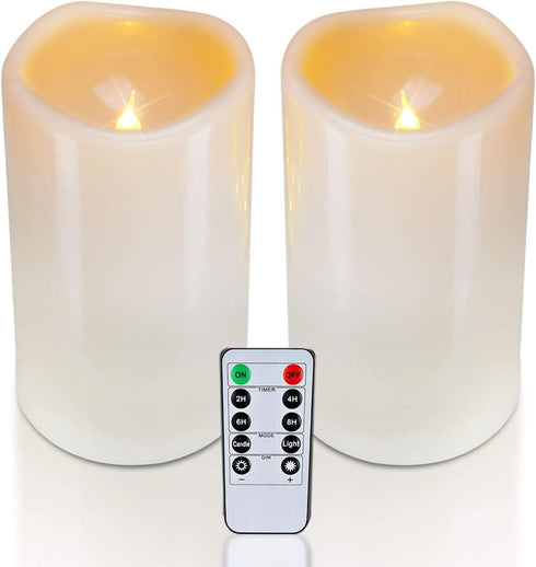 Homemory 4" x 6" Large Waterproof Outdoor Flameless Candles, Battery Operated Flickering