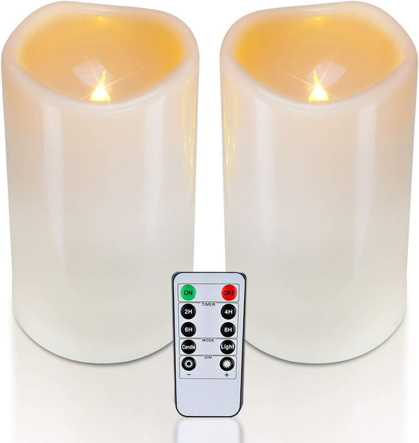 Homemory 4" x 6" Large Waterproof Outdoor Flameless Candles, Battery Operated Flickering