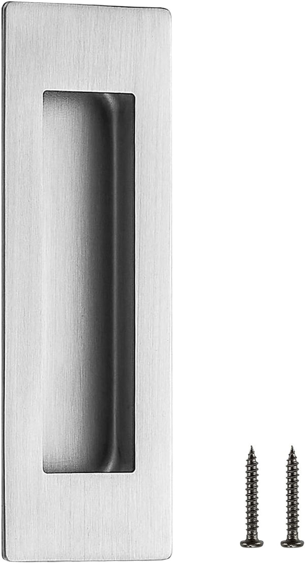 Ravinte 1 Pack Brushed Nickel Sliding Closet Door Handles, Silver Flush Pulls 4.72in Length for Sliding Barn Door