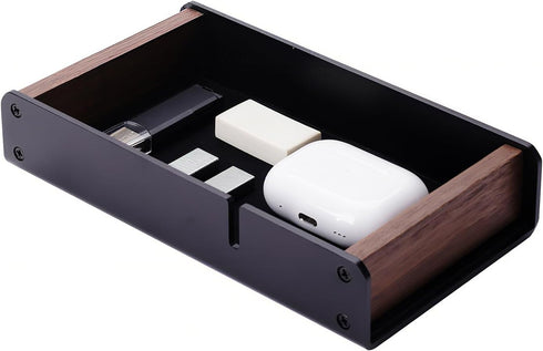 Walnut Desk Accessories Tray for Home Office, Wood Valet Tray for Men,