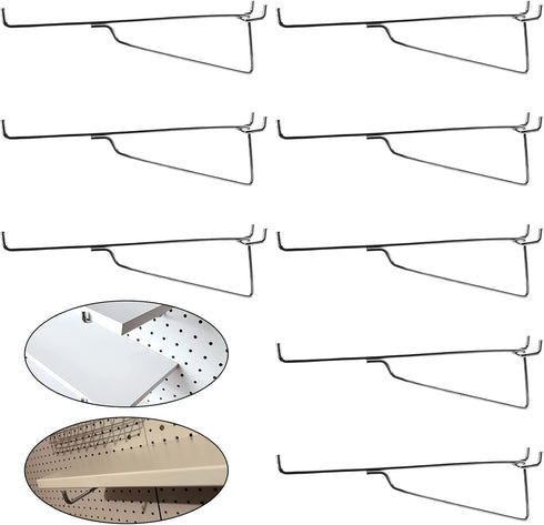 NORJIN 8 Pcs 8 Inch Metal Pegboard Hooks, Pegboard Accessories for Workbench, Kitchen, Garage, Retail Shop, Office