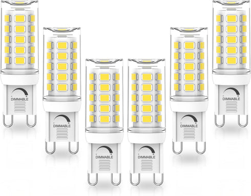 YUIIP G9 LED Bulb Dimmable, 4W, 5000K Daylight White, Pack of 6, AC 120V G9 Bi Pin Base