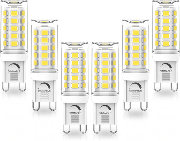 YUIIP G9 LED Bulb Dimmable, 4W, 5000K Daylight White, Pack of 6, AC 120V G9 Bi Pin Base