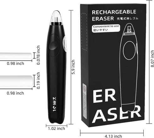 Electric Eraser for Artists, 140 Eraser Refills, Rechargeable for Drawing (Black)