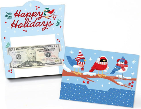 Big Dot of Happiness Winter Birds Money Cards for Cash with Envelopes,