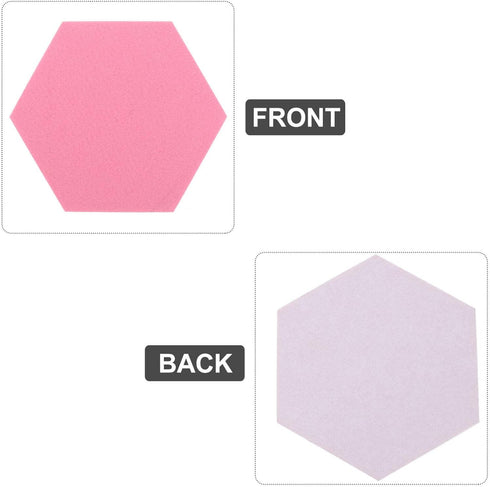 HOMSFOU 12 Pcs Felt Backdrop Wall Sticker - Hexagonal Memo Board Tiles in Pink for Office Decor