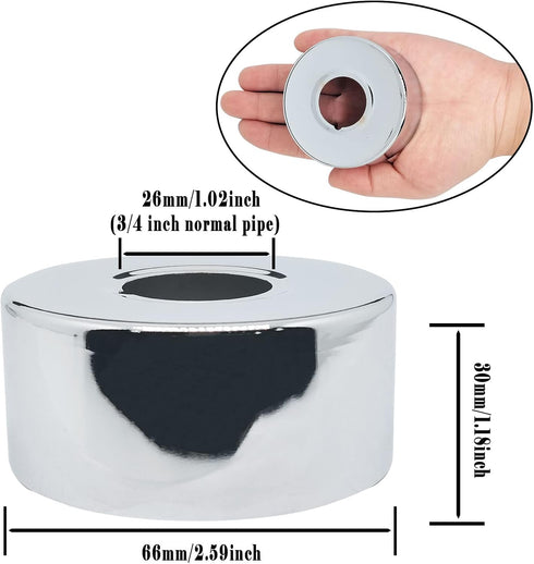 30mm High Stainless Steel Circular Plane Faucet Decorative Cover, 2pcs for 3/4inch Pipe