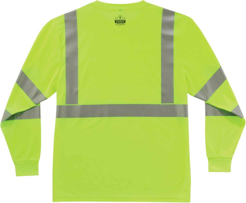 Ergodyne GloWear 8391 ANSI High Visibility Lime Reflective Long Sleeve Safety Shirt, 2XL