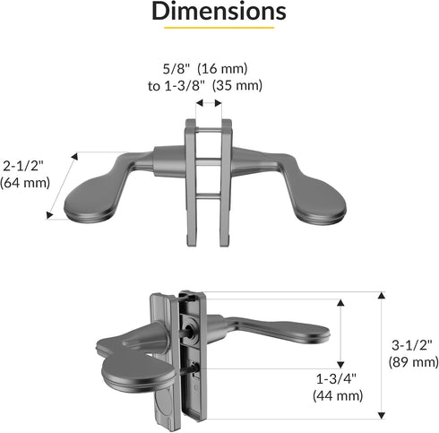 Set 5/8" 1-3/8", 2-1/2" 1-3/4" 3-1/2" Brixwell Lever Latch with Night Lock Aluminum Construction for Door Thickness