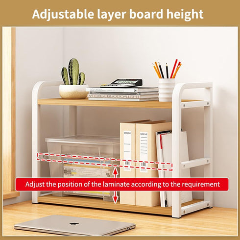 Office Desk Shelf Organizer, Wood Desktop Bookshelf Supplies Storage Rack, Shelf for Top of Desk and Dresser