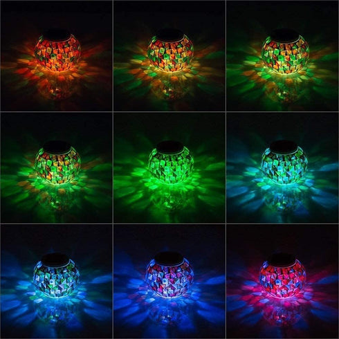 OKQYIMAQQ Solar Table Light, Solar Mosaic Lights Color Changing Solar Glass Ball Garden Lights Waterproof Outdoor Night