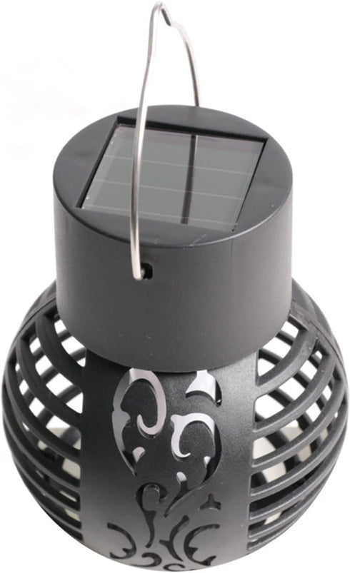 2 Pack Solar Outdoor Lights Simulation Flame Chandelier Decorative Hanging LED Round Ball Lights Solar Garden Lights