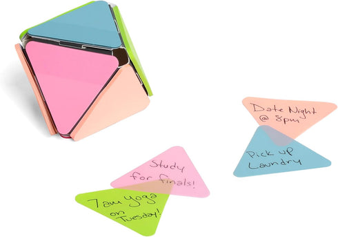 Poppin Sticky Notes Ball, Triangular Sticky Notes Set, Pastel Transparent Memo Ball with 4 Colors
