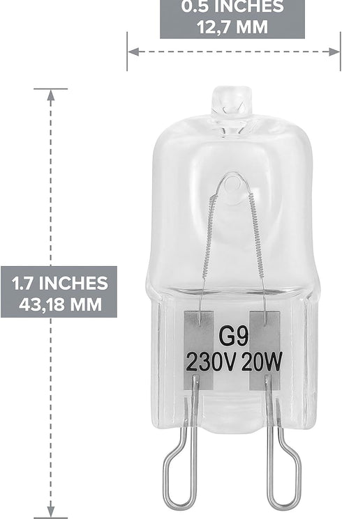 12Vmonster 10 Pack Q20/G9/CL/120V G9 20 120 T4 Bulb Crystal Clear Lense JCD Watt Volt JD Type Halogen House Hold Light