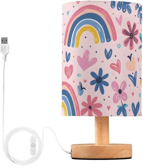 ALAZA Flower Rainbow Heart Lamp for Girls Boys Bedroom Bedside Table Lamp
