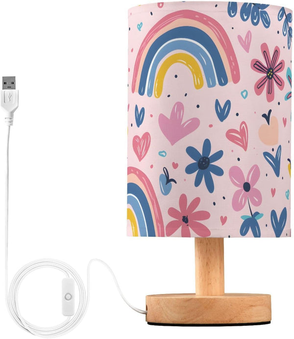 ALAZA Flower Rainbow Heart Lamp for Girls Boys Bedroom Bedside Table Lamp