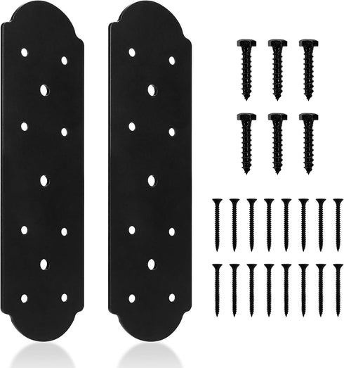 I Shape Steel Flat Bracket, 4 Pcs 10" X 3" Flat Fixing Mending Plates with Screws Set for Wood Lumber Timber Connectors