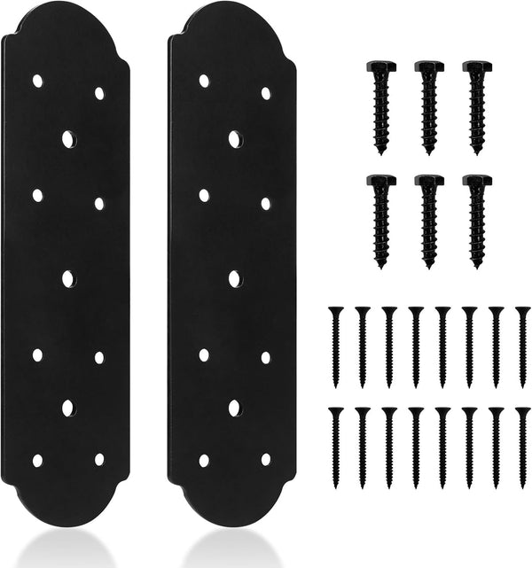 I Shape Steel Flat Bracket, 4 Pcs 10" X 3" Flat Fixing Mending Plates with Screws Set for Wood Lumber Timber Connectors