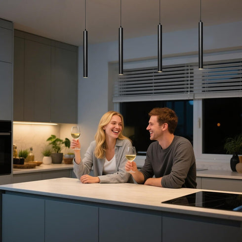 5W 3000K, 1.18 L11.8 Pendant Lights Kitchen Island, Modern Black Pendant Light for Bedroom Bedside Sofa Corner, Island