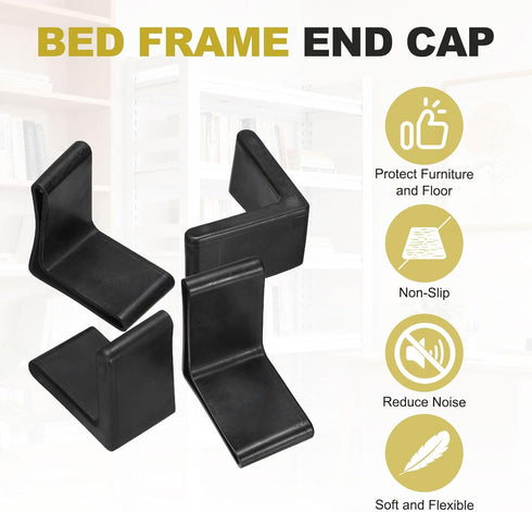 4Pcs 3-1/8" uxcell Bed Frame End Caps, Rubber L-Shape Angle Iron Foot Pad Leg Protector, Anti-Slip Leg Caps Edge Corner