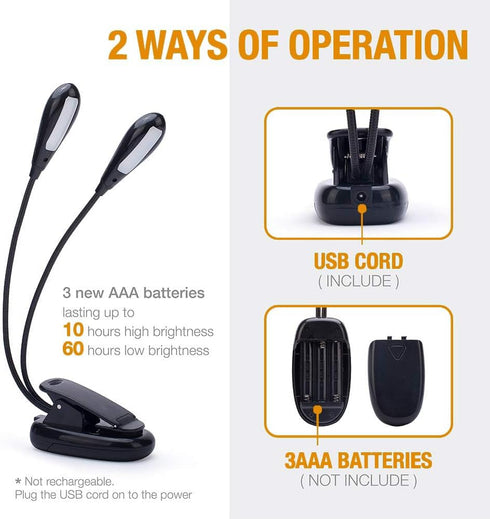 Generic 10 3 Brightness3 Clip On Bed Reading Book Lamp at Night, LED Eye-Cared Music Stand Light, Color Book Light, USB