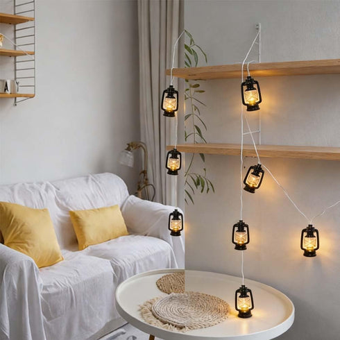 brianvikey 8.5Ft Summer Black Mini Kerosene String Lights Outdoor, Beach Themed Decoratives String Plug in Indoor Fairy