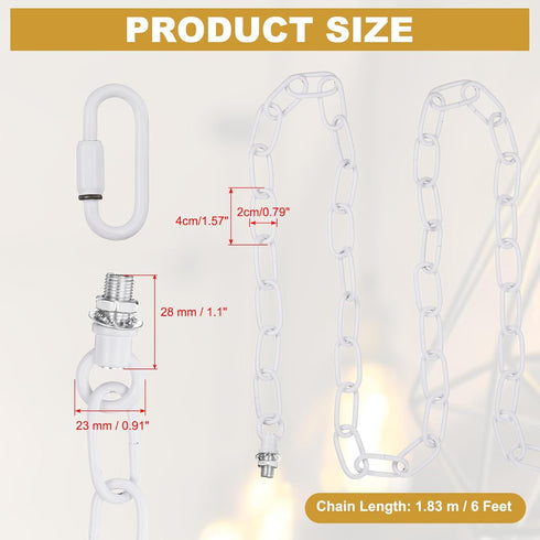6 2 110 lbs PATIKIL ft Light Fixture Chain, Pcs Lighting Chain Metal Looping Link with Quick Link Screw Lock Connectors