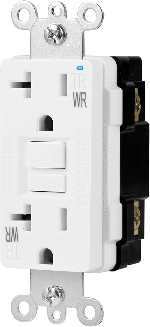 Amazon Basics Weather-Resistant GFCI Receptacle with LED Indicator, 20 Amp, White
