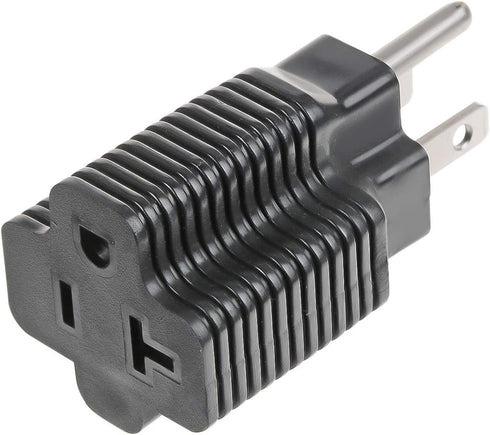 NEMA 5-15P to 5-15/20R Adapter, 15 Amp Household Plug to 20 Amp T-Blade Female Adapter