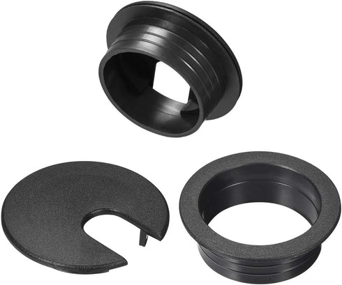 uxcell 10Pcs Plastic Desk Cable Hole Cover, 1-3/8" Grommets for Office PC Desk Cable Organizer (Black)